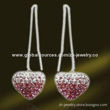 Fashion Crystal Long Drop Earrings, Made of Alloy